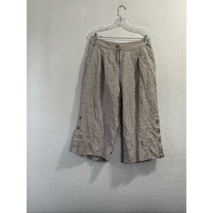 Poetry 100% Linen Trousers striped pants Relaxed Fit Boho Minimalist, Size 12